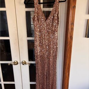 Forever 21 Rose Gold Sequin Maxi Dress